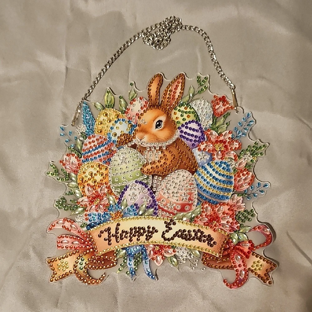 Rhinestone Easter Bunny Wall Hanging Sun Catcher